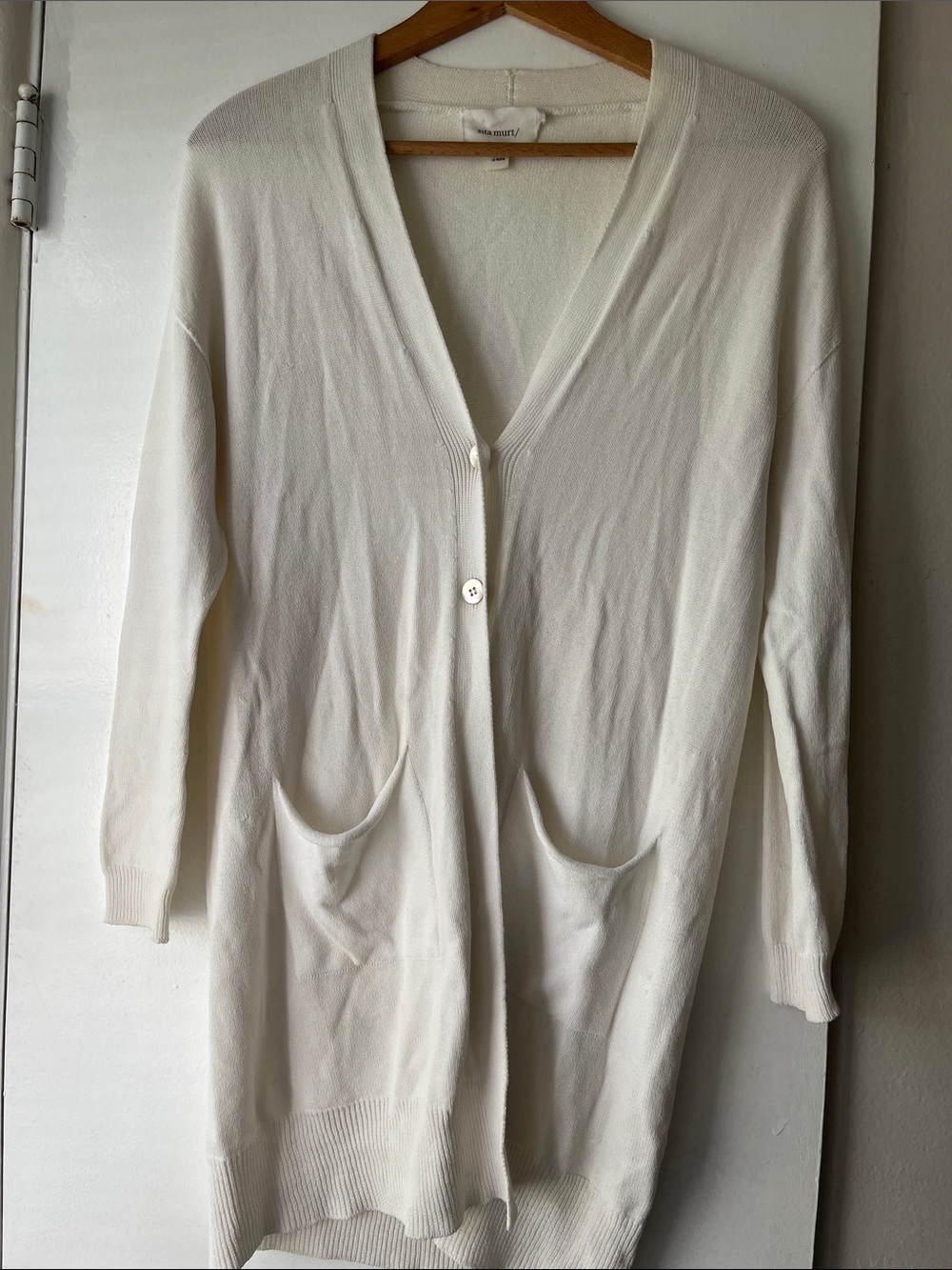 Sita Murt Open-Front Lightweight Cream Cardigan Size 38